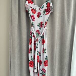 ASOS Red and White Asymmetrical Sundress with Sweetheart Neckline
